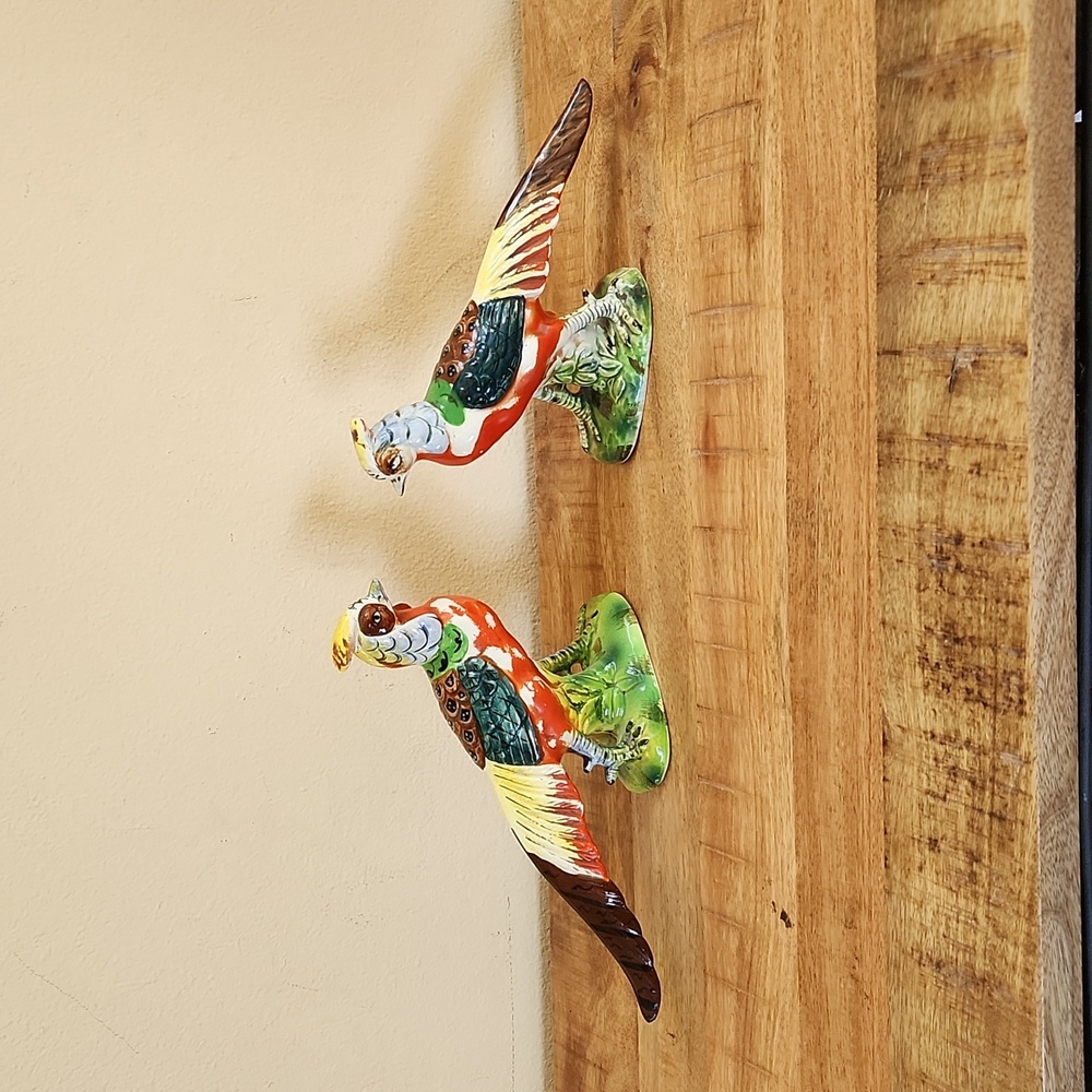Beautiful Vintage Arco Ceramic Pheasants Bird Figurines Hand Painted Qty: 2